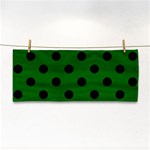 Polka Dots - Black on Dark Green Hand Towel