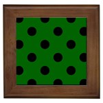 Polka Dots - Black on Dark Green Framed Tile