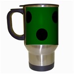 Polka Dots - Black on Dark Green Travel Mug (Black)