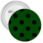 Polka Dots - Black on Dark Green 3  Button