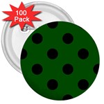 Polka Dots - Black on Dark Green 3  Button (100 pack)