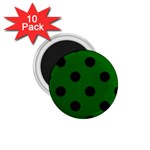 Polka Dots - Black on Dark Green 1.75  Magnet (10 pack)