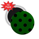 Polka Dots - Black on Dark Green 2.25  Magnet (10 pack)