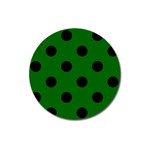Polka Dots - Black on Dark Green Magnet 3  (Round)