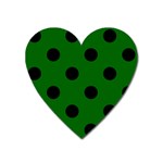 Polka Dots - Black on Dark Green Magnet (Heart)