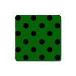 Polka Dots - Black on Dark Green Magnet (Square)
