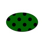 Polka Dots - Black on Dark Green Sticker Oval (100 pack)