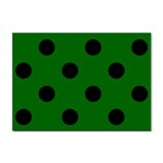 Polka Dots - Black on Dark Green Sticker A4 (100 pack)