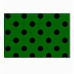Polka Dots - Black on Dark Green Postcard 4  x 6 