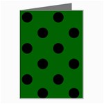 Polka Dots - Black on Dark Green Greeting Card