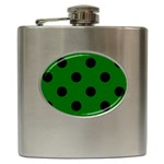 Polka Dots - Black on Dark Green Hip Flask (6 oz)
