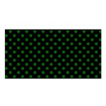 Polka Dots - Dark Green on Black Satin Shawl