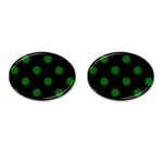 Polka Dots - Dark Green on Black Cufflinks (Oval)