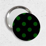 Polka Dots - Dark Green on Black 2.25  Handbag Mirror