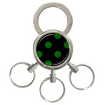 Polka Dots - Dark Green on Black 3-Ring Key Chain