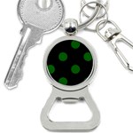 Polka Dots - Dark Green on Black Bottle Opener Key Chain