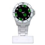 Polka Dots - Dark Green on Black Nurses Watch