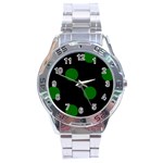 Polka Dots - Dark Green on Black Stainless Steel Analogue Watch