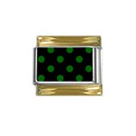Polka Dots - Dark Green on Black Gold Trim Italian Charm (9mm)
