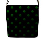 Polka Dots - Dark Green on Black Flap Closure Messenger Bag (L)
