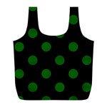 Polka Dots - Dark Green on Black Full Print Recycle Bag (L)