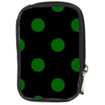 Polka Dots - Dark Green on Black Compact Camera Leather Case