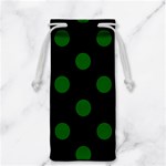 Polka Dots - Dark Green on Black Jewelry Bag