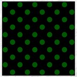 Polka Dots - Dark Green on Black Canvas 16  x 16 