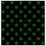Polka Dots - Dark Green on Black Canvas 20  x 20 