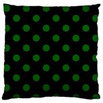 Polka Dots - Dark Green on Black Standard Flano Cushion Case (One Side)