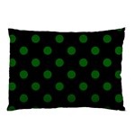 Polka Dots - Dark Green on Black Pillow Case (One Side)