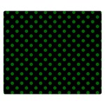 Polka Dots - Dark Green on Black Double Sided Flano Blanket (Small)