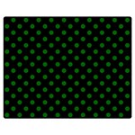 Polka Dots - Dark Green on Black Double Sided Flano Blanket (Medium)
