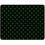 Polka Dots - Dark Green on Black Fleece Blanket (Medium) (One Side)
