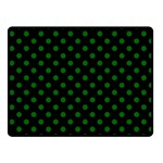 Polka Dots - Dark Green on Black Fleece Blanket (Small) (One Side)