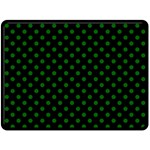 Polka Dots - Dark Green on Black Double Sided Fleece Blanket (Large) (Two Sides)