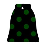 Polka Dots - Dark Green on Black Ornament (Bell)