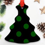 Polka Dots - Dark Green on Black Christmas Tree Ornament (Two Sides)