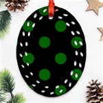 Polka Dots - Dark Green on Black Ornament (Bell) Ornament (Oval Filigree)