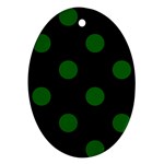 Polka Dots - Dark Green on Black Ornament (Oval)