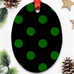Polka Dots - Dark Green on Black Oval Ornament (Two Sides)