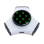 Polka Dots - Dark Green on Black Portable USB Hub (One Side)