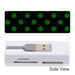 Polka Dots - Dark Green on Black Memory Card Reader (Stick)