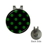 Polka Dots - Dark Green on Black Golf Ball Marker Hat Clip