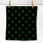 Polka Dots - Dark Green on Black Face Towel