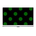 Polka Dots - Dark Green on Black Business Card Holder