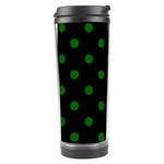 Polka Dots - Dark Green on Black Travel Tumbler