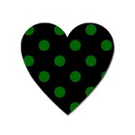 Polka Dots - Dark Green on Black Magnet (Heart)