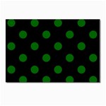 Polka Dots - Dark Green on Black Postcard 4  x 6 