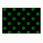 Polka Dots - Dark Green on Black Postcards 5  x 7  (Pkg of 10)